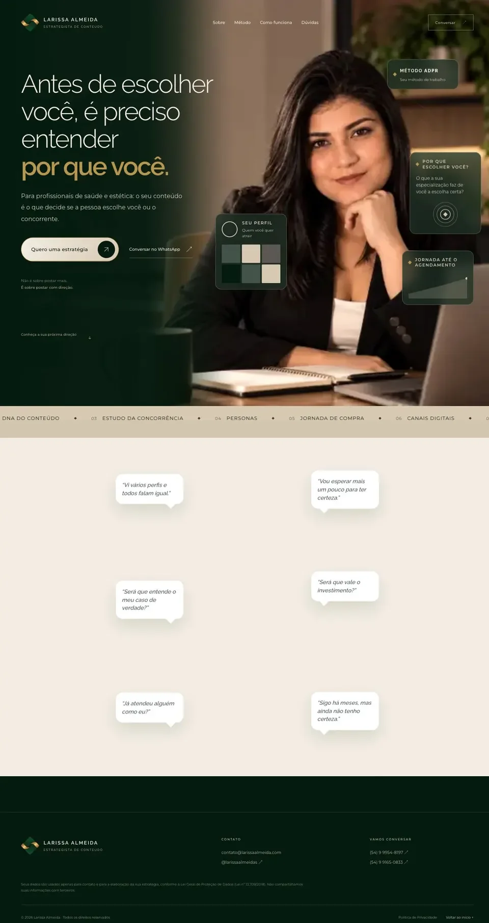 Prévia das páginas do site de Larissa Almeida